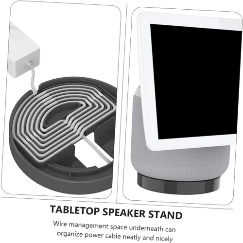Vista 4 de Audio Stand with Cable Management Slot Rotatable Speaker Holder Compatible with Echo Show Desktop Mount for Organized Wire Storage