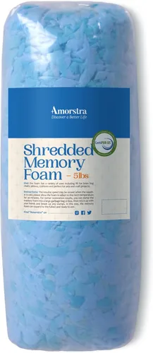 Relleno de espuma viscoelástica triturada de 5 libras, material de relleno otomano para cojines de sofá, cojines, cama de perro y relleno de puf,