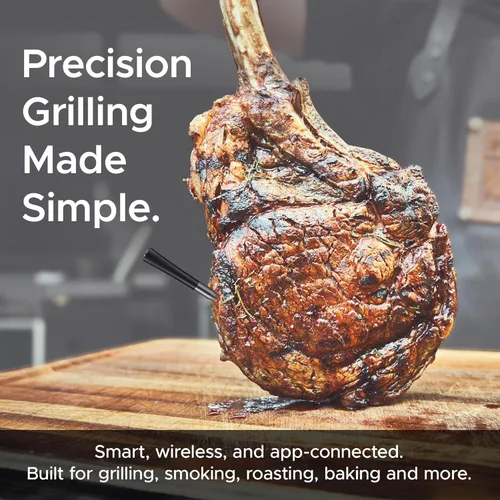 Vista 7 de Termómetro inalámbrico de carne de 750 pies de largo alcance para ahumador, barbacoa y asador, termómetro inteligente Bluetooth con sensor dual