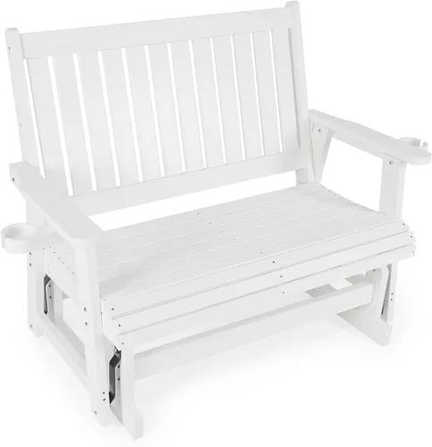 Vista 11 de HIPS Silla de columpio para patio con portavasos, resistente a todo tipo de clima, respaldo alto y asiento profundo contorneado, resistente para 900