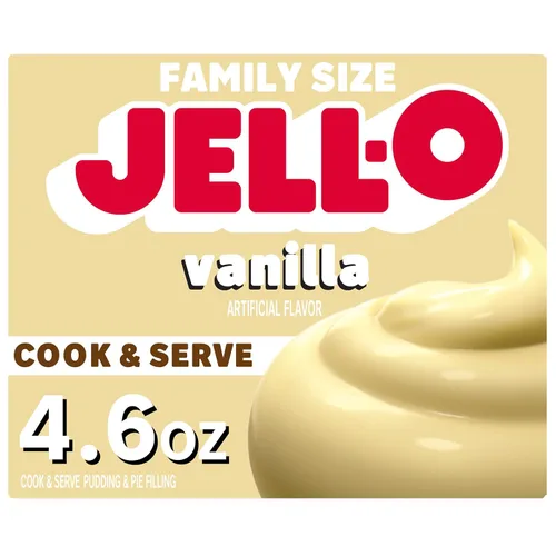 Jell-O Cook & Serve Mezcla de relleno de pudín de vainilla y pastel, caja de 4.6 onzas