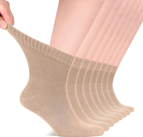 Vista 16 de Hugh Ugoli - Calcetines diabéticos para hombres, calcetines sueltos de tobillo, rayón derivado del bambú, extra anchos, delgados, punta sin
