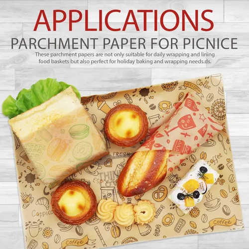 Vista 4 de Hojas de papel prémium para delicatessen de 8 x 8 pulgadas, 300 forros a prueba de grasa para botes de comida, envoltorios de sándwich precortados