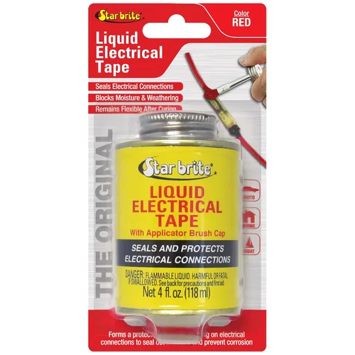 STAR BRITE Cinta Eléctrica Líquida con Tapa Aplicadora de Cepillo - Adhesión Superior y Protección Flexible para Cables Deshilachados, Terminales y