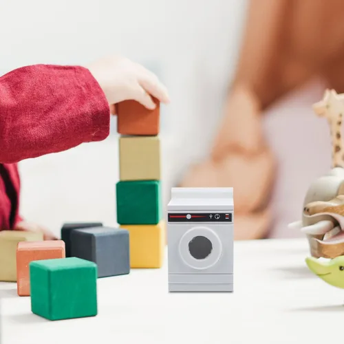 Vista 8 de Toyvian Lavadora de casa de muñecas Mini lavadora de tela secadora Modelo Minihouse Lavandería Miniatura para casa de muñecas Accesorios de muebles