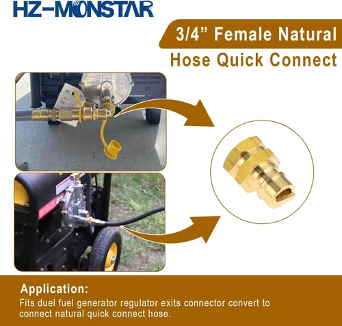 Vista 5 de Manguera de propano de 3/4 pulgadas, conexión rápida, conector rápido de gas natural hembra y macho de 3/4 pulgadas para generador de combustible