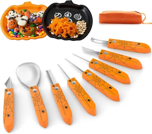 Kit de tallado de calabaza de Halloween, juego de herramientas profesionales de tallado de calabaza, herramienta de escultura de acero inoxidable