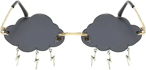 Vista 2 de ENTHYI Cloud Lightning - Lentes de sol para mujeres/hombres, sin marco, para fiesta, sin montura Negro