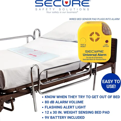 Vista 2 de Secure Safety Solutions Alarma de salida de cama para adultos mayores, prevención de caídas, almohadilla de sensor de 12 x 30 a largo plazo, monitor