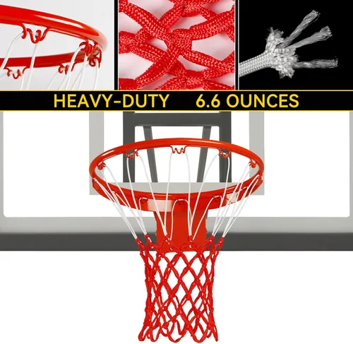 Vista 6 de Malla para aro de baloncesto profesional de alta calidad y resistente, repuesto para aro estándar, 12 argollas, no se enreda, resistente a todos