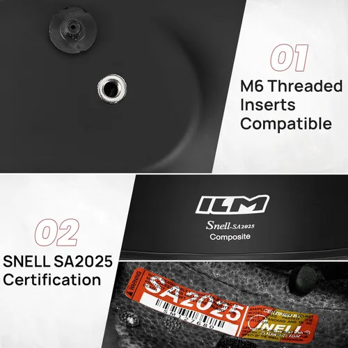 Vista 2 de ILM Snell SA2025 - Casco de carreras de coche de cara completa para hombres y mujeres, modelo 760 (negro mate, S)