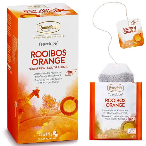 Vista 8 de Ronnefeldt Teavelope Rooibos Classic - Té de hierbas rojo sudafricano naturalmente sin cafeína - 25 bolsas de té envueltas individualmente