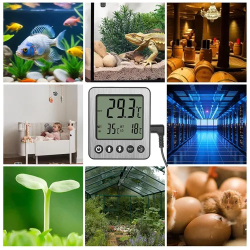 Vista 7 de Termómetro para refrigerador, alarma para congelador, termómetro digital para congelador, termómetro para refrigerador con sensor adicional, alarma