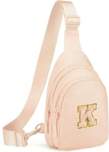 Vista 75 de Viverte Pequeña bolsa con inicial para niñas y mujeres, bonita cangurera cruzada de regalo