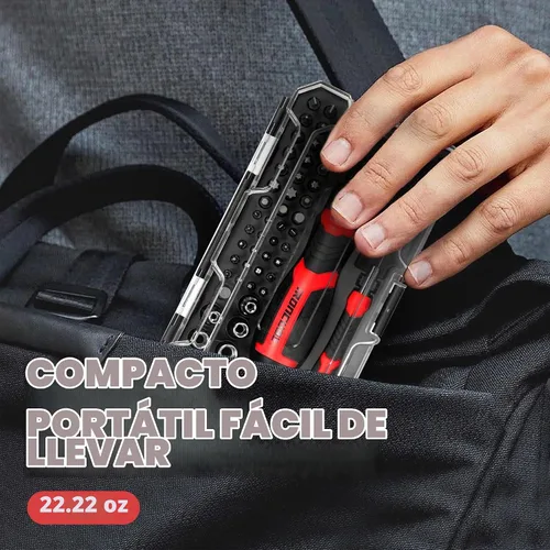 Vista 6 de Juego de destornilladores de trinquete múltiple IRONCUBE: 56 en 1 Juego de puntas y llaves magnéticas con estuche para uso de emergencia en el hogar