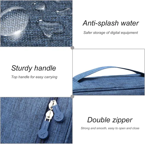 Vista 4 de SELLYFELLY Organizador de electrónica de viaje, universal, bolsa organizadora de cables, impermeable, accesorios electrónicos, estuches
