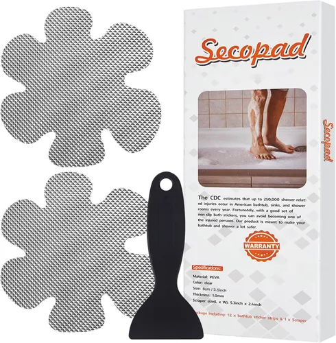 Vista 7 de Secopad Calcomanías para bañera antideslizantes, 24 piezas de peldaños de ducha de seguridad con raspado premium (negro)