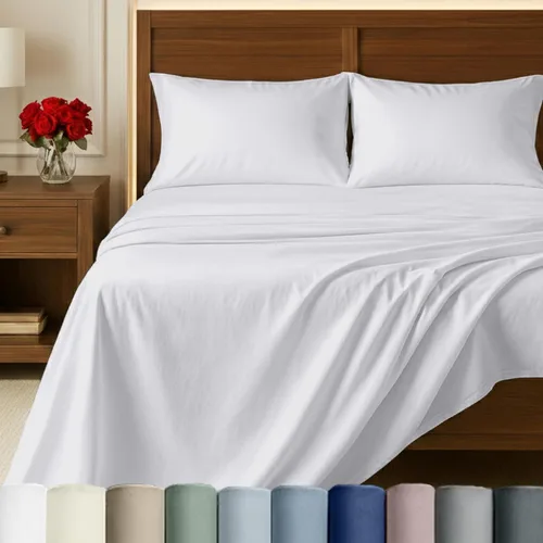 Vista 16 de California Design Den Sábanas de Algodón Egipcio 100%, Juego de Sábanas de Lujo Auténtico Certificado Tamaño Full con Bolsillo Profundo, Satén Suave