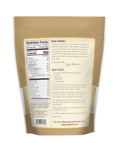 Vista 2 de Bob's Red Mill Harina de pasta de sémola (24 onzas, paquete de 3)