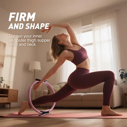 Vista 2 de Kit de pilates, kit de entrenamiento de pilates para mujer, equipo de pilates con anillo de pilates de 14 pulgadas y bola, bandas de resistencia