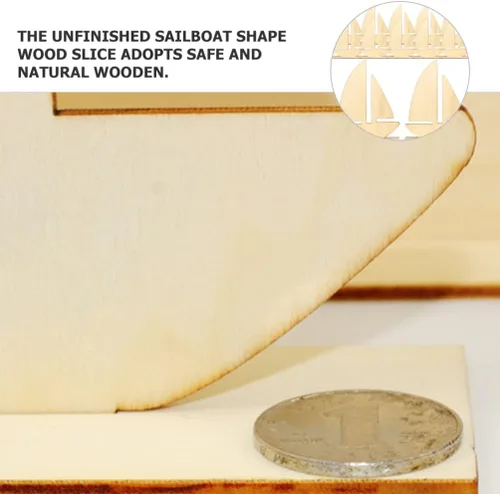 Vista 6 de Juguetes de playa para niños, 10 piezas de madera sin terminar, decoración de barco de madera para pintar para artes, manualidades, proyectos