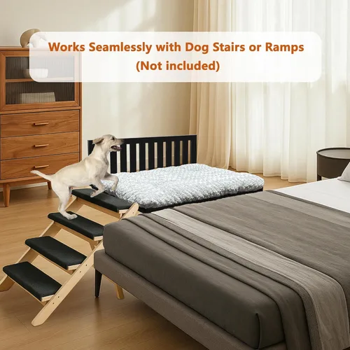 Vista 6 de Beside - Cama para perro, literas para perros de altura ajustable, marco de cama de metal para perros con cojín, tamaño mediano