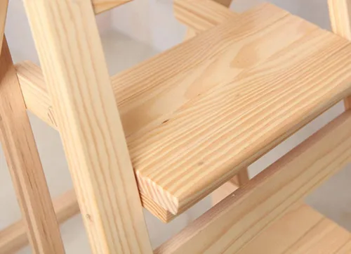 Vista 5 de Escalera plegable multifuncional, plegable de madera maciza, taburete para el hogar, multicolor, escalera plegable, color blanco, tres