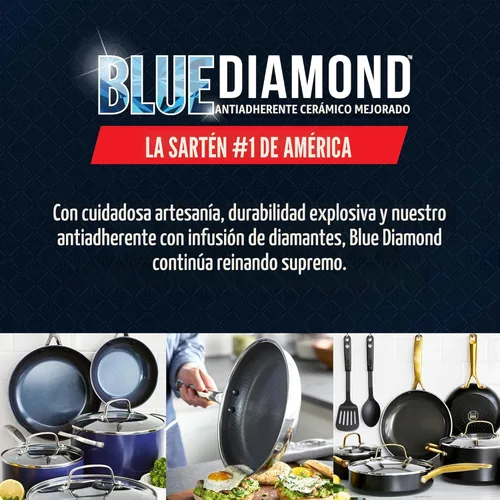 Vista 7 de Blue Diamond - Sartén antiadherente híbrida de acero inoxidable de 8 pulgadas, sartén de cerámica sin PFAS, infusión de diamante para sellado