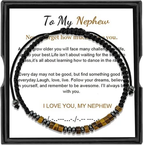 Vista 8 de Pulsera con código morse, regalos de Navidad para hijo, nieto, hija, nieta, sobrino, regalo de cumpleaños inspirador