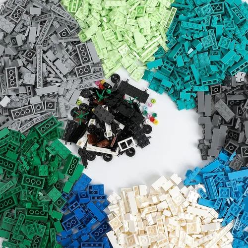 Vista 9 de HUIZDQ 200 piezas de ladrillos de construcción pequeños clásicos, bloques de construcción de 2 x 4, juguetes de construcción creativos STEM, azul