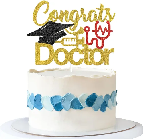 Decoración para tartas de felicitaciones doctor, graduado de doctor, felicitaciones, dentista, escuela secundaria, senior, maestría, decoración de