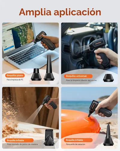 Vista 7 de WOLFBOX MF60 - Plumero de aire comprimido de 110000 rpm, soplador de aire eléctrico de 3 velocidades, ajustable, recargable, con carga rápida