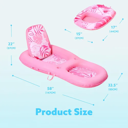 Vista 7 de SLOOSH Pool Floats Lounger Adult, Fabric Pool Floaties Lounge Convertible 2-in-1 Floating Water Floaty with Cup Holders Adjustable Backrest Recliner