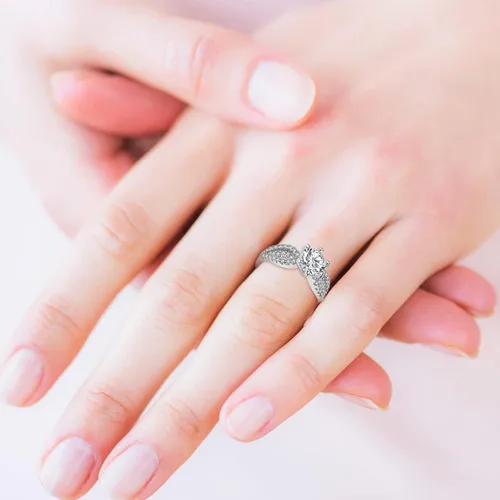 Vista 3 de Anillo de plata de diamante de lujo, anillo de compromiso, anillo de boda, anillo de circonita, joyería para tu princesa