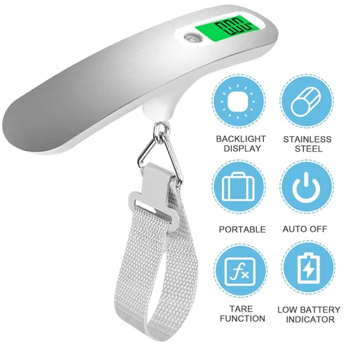 Vista 2 de Báscula de equipaje de alta precisión báscula de equipaje portátil báscula digital de mano electrónica de 110 libras1102lbs báscula digital colgante