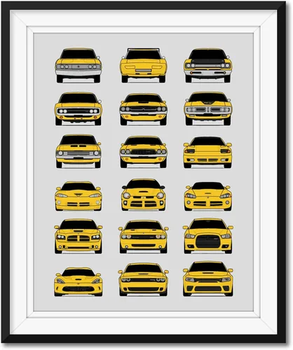 Vista 10 de Custom Car Posters Handmade Poster compatible with Dodge Evolution Print Wall Art Décor Best of Dodge Generations- Multi, 8x10 Metallic Print