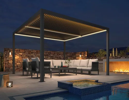 Vista 15 de PURPLE LEAF 94AS - Pérgola pequeña de aluminio compacto de 10 x 12 pies con techo rígido con listones ajustables para patio, cubierta de terraza