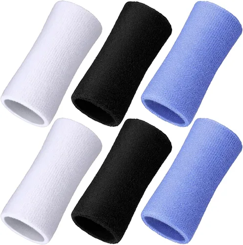 Vista 19 de WILLBOND Bandas de sudor de muñeca de 6 pulgadas para hombres y mujeres, elásticas, atléticas, largas, absorbentes, para baloncesto, tenis, correr