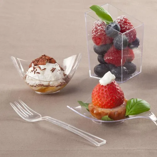 Vista 3 de Lillian Tablesettings Mini tenedor Transparente Paquete de 48 vajillas de plástico, 11 x 10 x 1 pulgadas