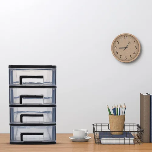 Vista 4 de Cajones de almacenamiento de escritorio apilables unidad de estante de cajón de plástico para dormitorio de oficina