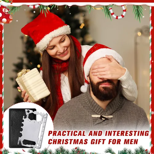 Vista 18 de Cholemy 12 carteras para tarjetas de crédito, multiherramienta 46 en 1, herramienta de bolsillo de supervivencia de acero inoxidable multiusos, Negro