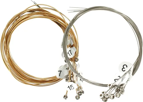 Vista 6 de Bonsicoky Un juego de 7 cuerdas de arpa y 7 clavos de pasador, cuerda de metal de repuesto para arpa, con llave de afinación