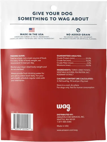 Vista 5 de Snack para perro Amazon Brand Wag Jerky, bolsa de 453gr
