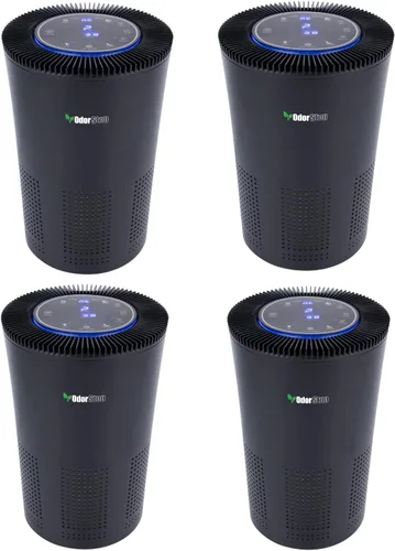 OdorStop Purificador de aire HEPA OSAP5 para áreas de hasta 1000 pies cuadrados con filtro HEPA H13, negro, paquete de 4