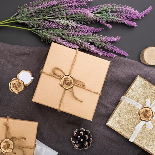 Vista 6 de Yoption Calcomanías de Sello de Cera de Eucalipto, Paquete de 100 Calcomanías Autoadhesivas de Sello para Sobre de Oro Antiguo para Boda, Fiesta