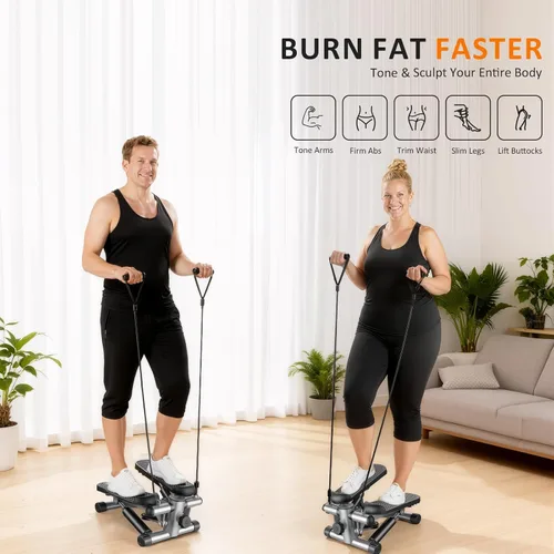 Vista 4 de Stair Stepper with Resistance Bands for Home Exercise, Mini Stepper Machine for Indoor Fitness, Portable Home Gym Stepper for Full Body Workout