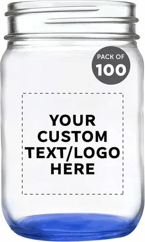 DISCOUNT PROMOS Tarros decorativos personalizados de 12 onzas, juego de 100 unidades, tarros de vidrio para avena durante la noche, dulces, frutas,