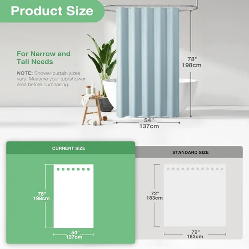 Vista 211 de Cortina de ducha de tela Dynamene verde oscuro - Cortinas de baño de tela de nido de abeja texturizadas resistentes, juego de cortinas de baño