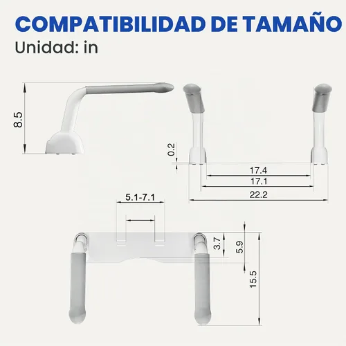 Vista 9 de DOZAWA - Rieles de seguridad para inodoro para personas mayores, barra de asistencia plegable resistente