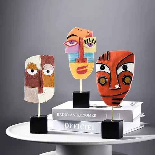 Vista 6 de Harmony - Escultura abstracta de resina hecha a mano para decoración moderna del hogar, estante de libros, soporte de TV, sala de estar, comedor
